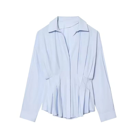 Witte blouse met plooien en knoopjes voor dames